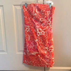Lily Pulitzer pink/ orange strapless dress